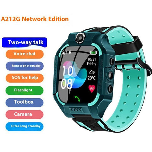 Vibrant children's smart watch with colorful display, two-way talk, flashlight, camera, and SOS feature for safety