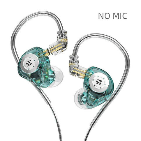 Transparent design of KZ EDX Pro earphones showcasing bass earbuds, perfect for sports and music enthusiasts