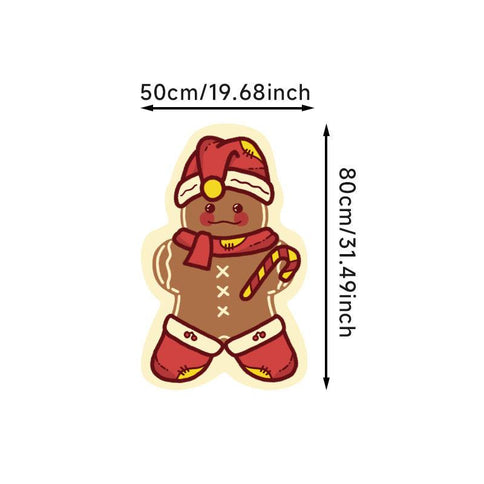 Cute Christmas gingerbread man carpet with vibrant colors, perfect for holiday decoration measuring 50x80cm