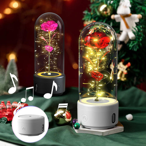 Bluetooth rose flowers LED light featuring colorful rose blooms in a glass dome with twinkling lights, perfect for decoration