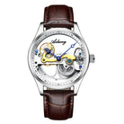 Creative automatic mechanical watch with a hollow design, featuring a silicone band and sleek aesthetics for modern men