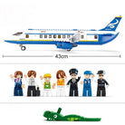 Colorful children's interactive airplane toy with a large airplane model and six mini figures for imaginative play