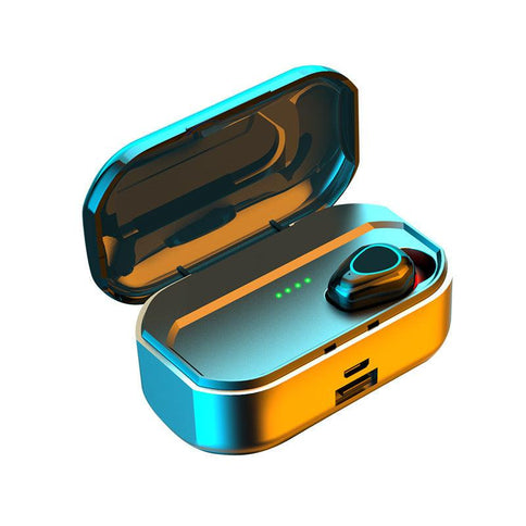 TWS wireless Bluetooth headset in charging case with digital display, ideal for the best TWS headphones for active lifestyle