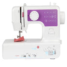 Compact mini electric sewing machine for home with multiple stitch options and a cute design, perfect for household sewing projects.