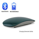 Sleek wireless silent Bluetooth mouse in green color with a rechargeable feature and Bluetooth connectivity icon