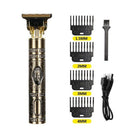 Stylish dragon phoenix hair clippers with intricate Buddha head design and multiple comb attachments for precise hair cutting