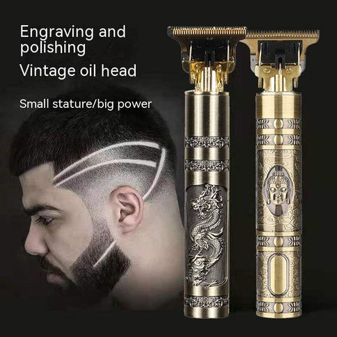 Dragon phoenix hair clippers featuring intricate engravings and a vintage design, ideal for stylish haircuts.