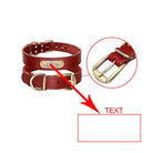 Stylish personalized dog collars with nameplate for medium to large dogs, featuring a durable leather design and gold-tone buckle