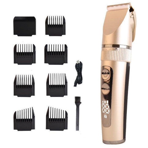 LCD display USB electric clippers with multiple guide combs and charging cable for versatile grooming options