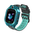 Vibrant turquoise children's smart watch featuring a user-friendly touchscreen and camera, perfect for kids' tracking and fun