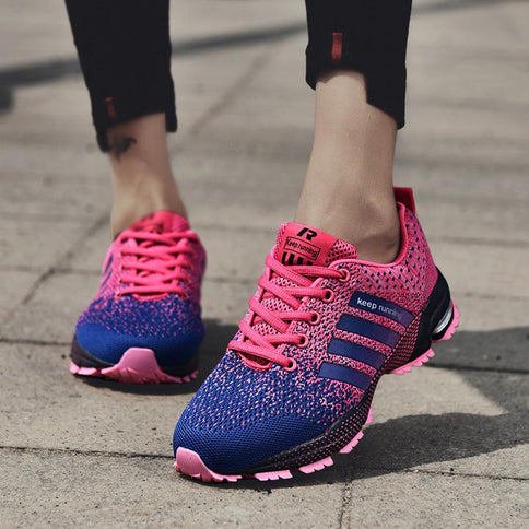 Stylish lightweight breathable casual shoes in pink and blue, perfect for everyday wear, featuring a comfortable design and flexible soles