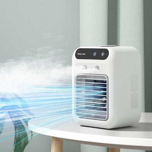 Mini air conditioner and portable water cooling fan for office use with sleek design and adjustable airflow feature