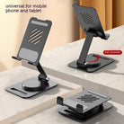 360 degrees rotatable adjustable phone holder stand with sturdy metal base designed for mobile phones and tablets.