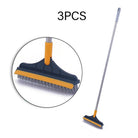 Set of three floor gap cleaning brushes with long handles and bristles for effective dirt removal in tight spaces