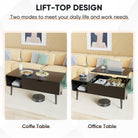 Stylish adjustable height coffee table featuring a lift-top design for versatile use in living and office spaces.