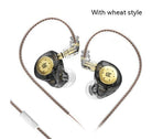 KZ EDX Pro earphones with transparent design and gold accents, featuring a sporty style for bass enthusiasts