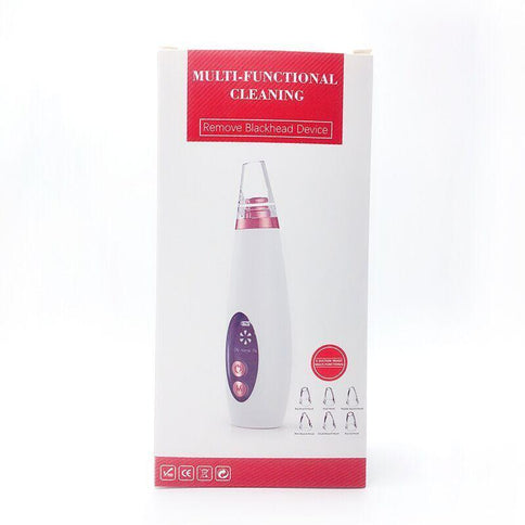 Multi-functional blackhead pore vacuum cleaner in white packaging, designed as the best pore cleaner for skin with various suction tips