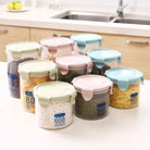 Set of transparent sealed plastic food storage containers in various sizes, ideal for organizing pantry items