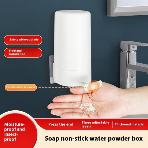 Wall mounted soap grinder in white, designed for convenient soap storage with adjustable levels for easy use