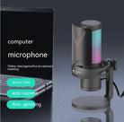 Dual interface Type-C computer microphone with RGB lighting, suitable for online classes, gaming, and live broadcasts.