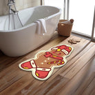 Cozy Christmas gingerbread man carpet featuring a festive design, perfect for holiday decorations in any home setting