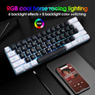 Compact 61-key keyboard featuring RGB backlighting with multiple effects and a sleek design, perfect for gaming and typing