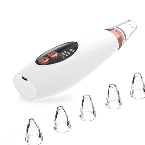 White blackhead pore vacuum cleaner with interchangeable suction heads, the best pore cleaner for skin to remove acne effectively.