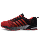 Stylish red and black lightweight breathable casual shoes for men, designed for comfort and versatility in everyday wear.