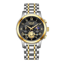 Luminous Multifunctional Men's Watch with Moon Phase Display