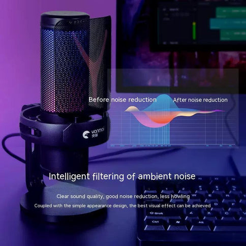 Type-C computer microphone with dual interface design and noise reduction feature for high sound quality and clear audio recording