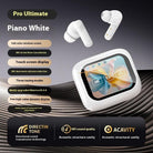 Fashion Bluetooth headset in Piano White with ANC feature and touch screen display for enhanced audio experience.