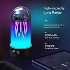 Colorful jellyfish lamp with clock displaying vibrant jellyfish and glowing light, ideal for ambiance and atmosphere.