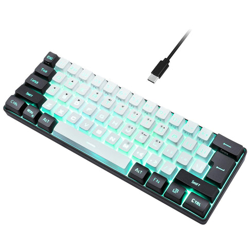 Simple and compact 61-key film keyboard with RGB backlit keys and USB-C connectivity, ideal for efficient typing