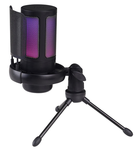 USB colorful noise reduction recording microphone with RGB lighting and adjustable tripod stand for clear vocal performance