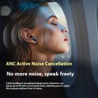 Woman enjoying peace with a fashion Bluetooth headset emphasizing ANC noise cancellation for clear audio and comfort