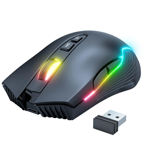 USB charging luminous wireless gaming mouse Bluetooth with customizable RGB lights and ergonomic design for comfortable gaming