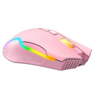 Stylish pink wireless gaming mouse Bluetooth with RGB lighting and ergonomic design, ideal for gamers