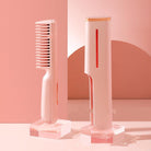 2 in 1 wireless negative ion hair comb in pale pink with sleek design, portable USB charging for easy styling