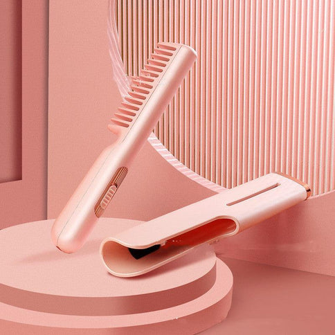 2 in 1 wireless negative ion hair comb with a sleek design, portable USB charging, and smoothing features for all hair types