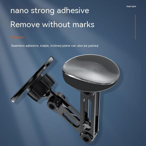 All-metal automotive magnetic phone holder featuring nano strong adhesive for secure, mark-free attachment in cars